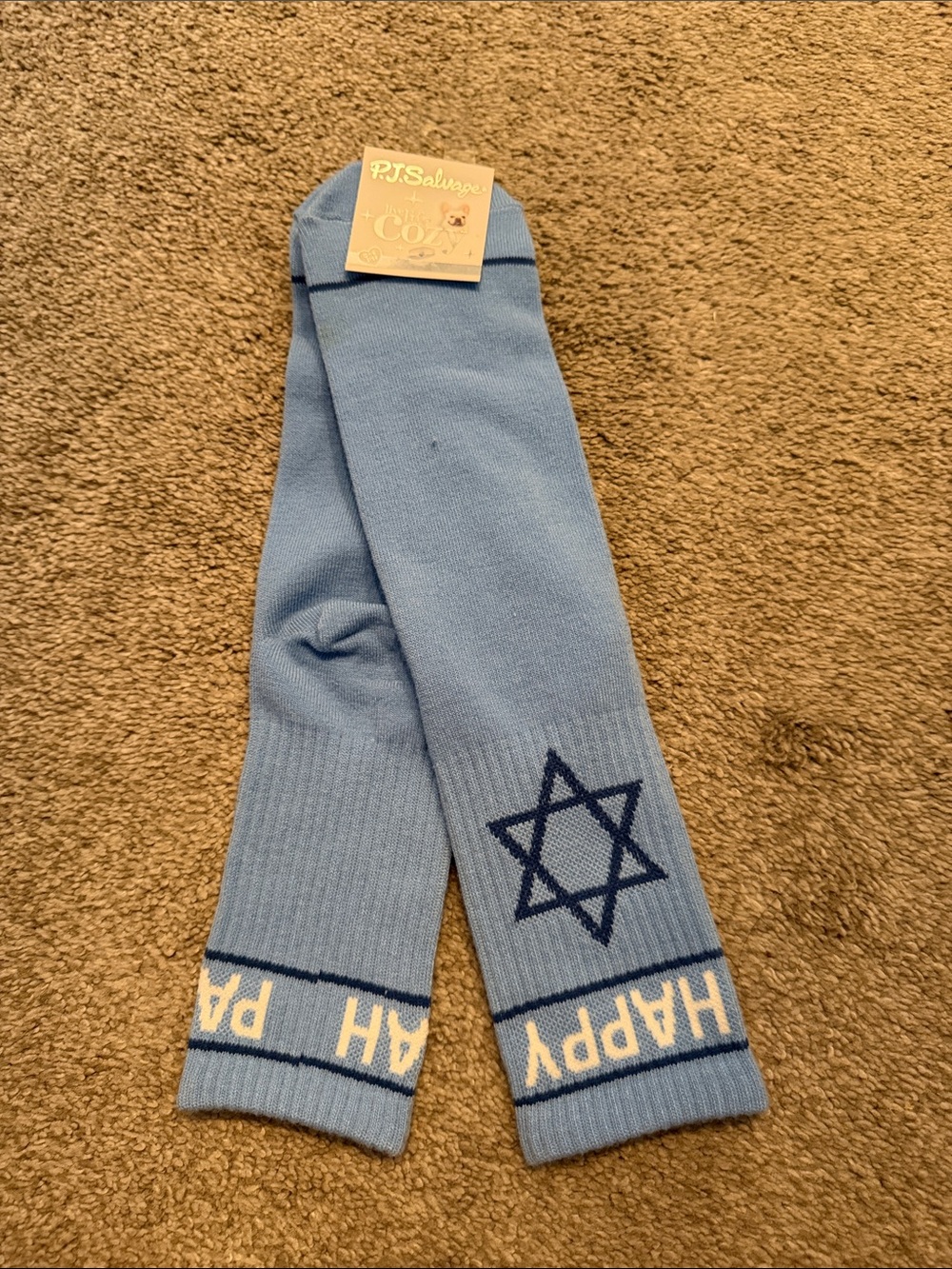 PJ Salvage Light Blue Knee Socks with Navy Star Detail